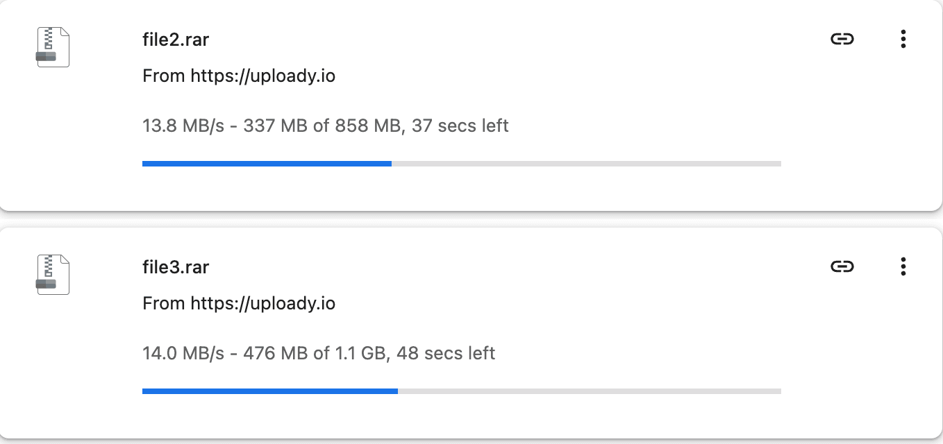 Uploady Premium Chrome parallel download test
